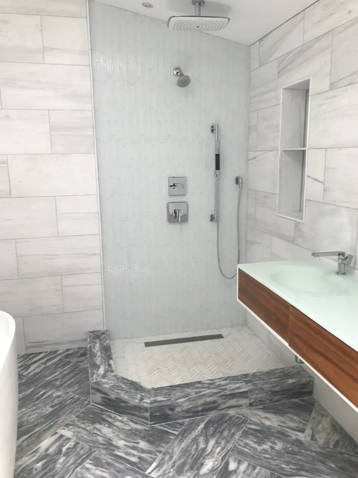 Shower ready for glass door installation