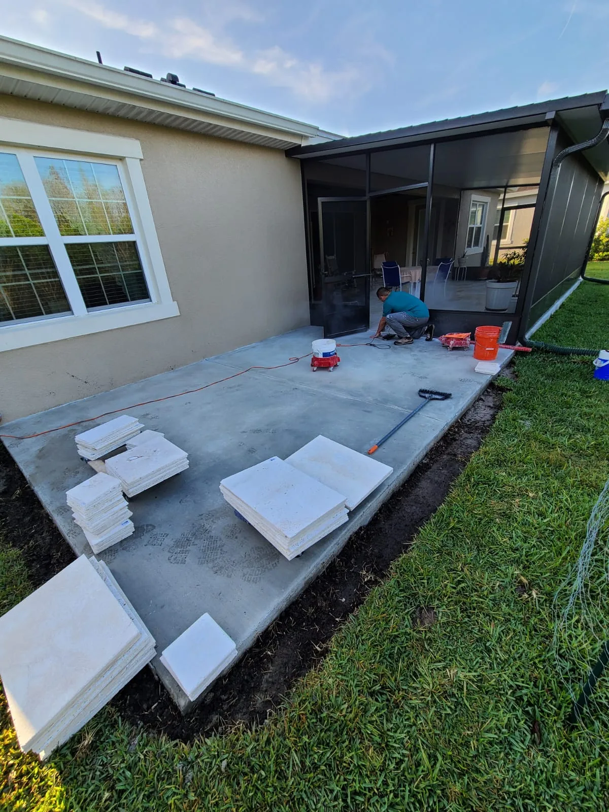 Patio floor in progress